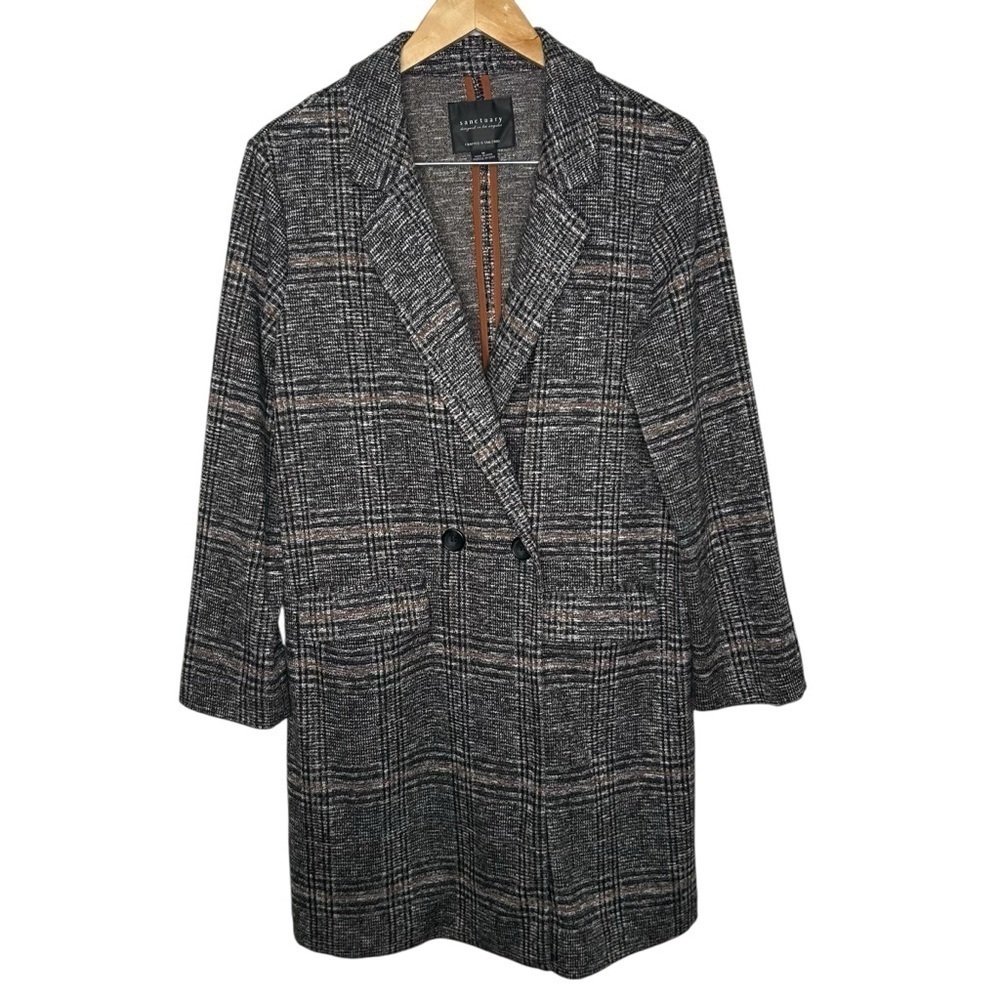 Sanctuary Carlyle Plaid Coat Abstract Plaid Soft Oversized Career Jacket Medium - Picture 5 of 15